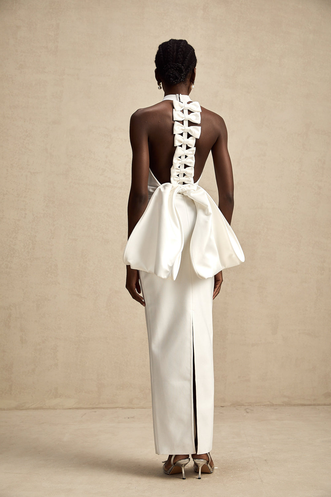 Avellia Capucine Ivory Bow Bandage Dress