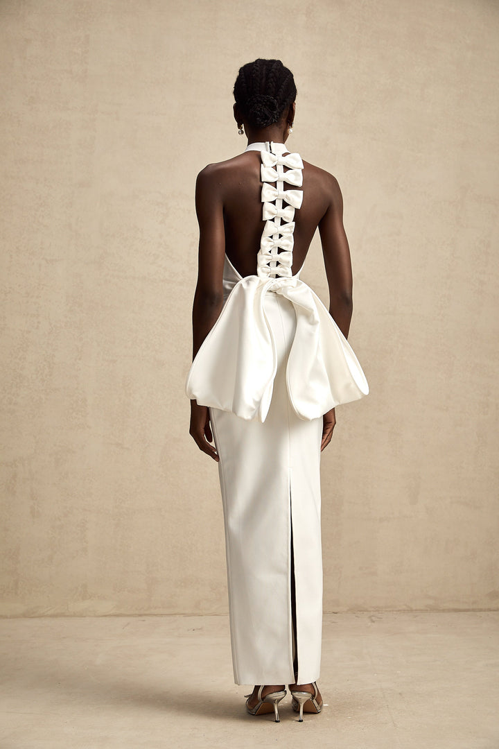 Avellia Capucine Ivory Bow Bandage Dress