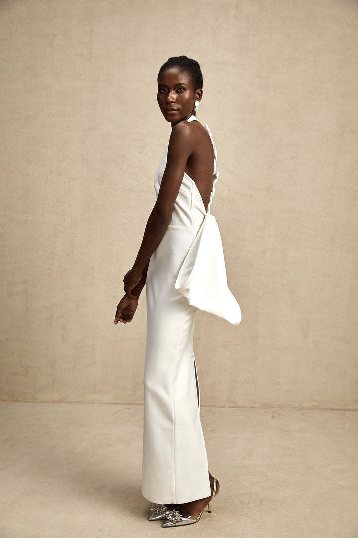 Avellia Capucine Ivory Bow Bandage Dress