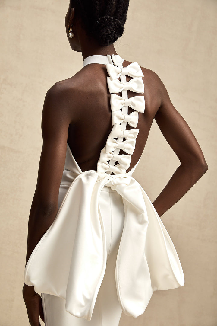 Avellia Capucine Ivory Bow Bandage Dress