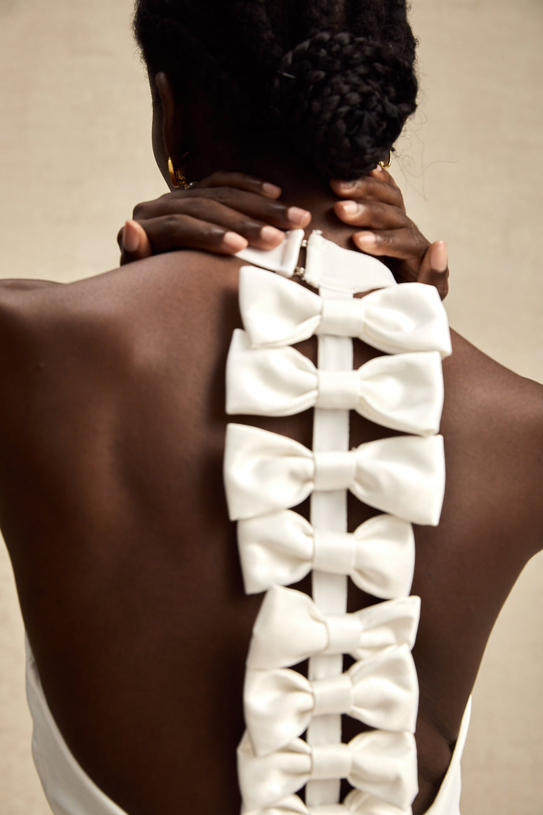 Avellia Capucine Ivory Bow Bandage Dress