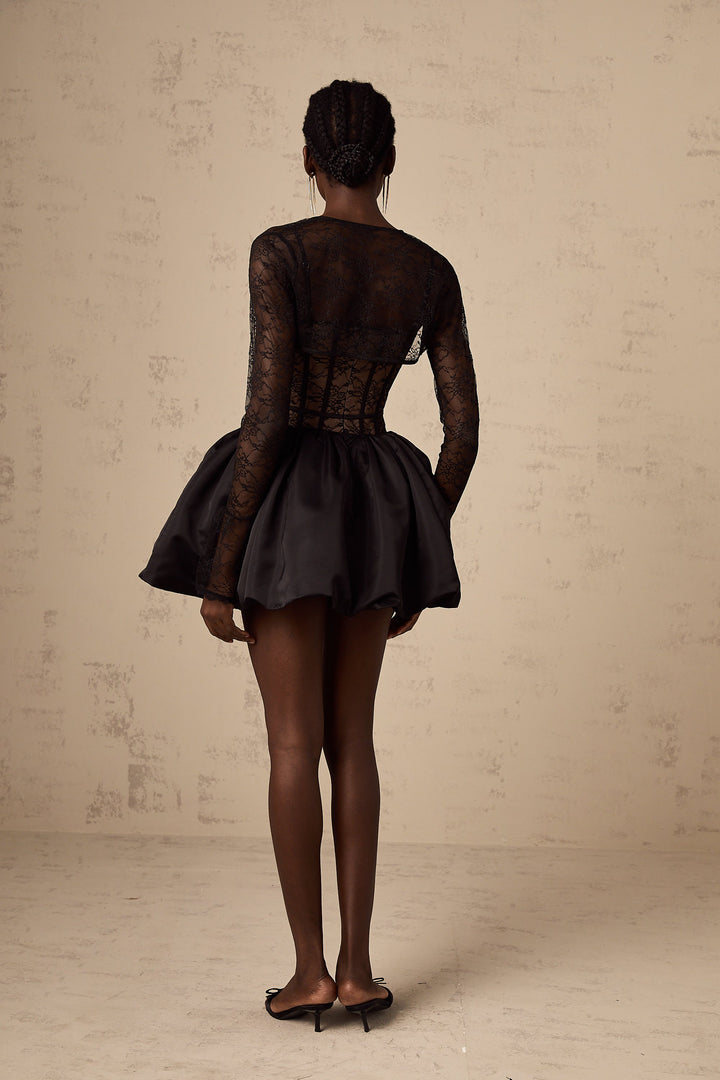 Avellia Noir Bloom Lace Vest & Dress Set