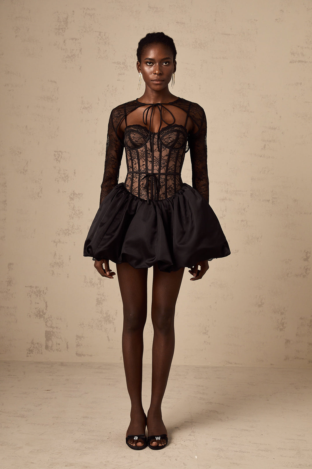 Avellia Noir Bloom Lace Vest & Dress Set