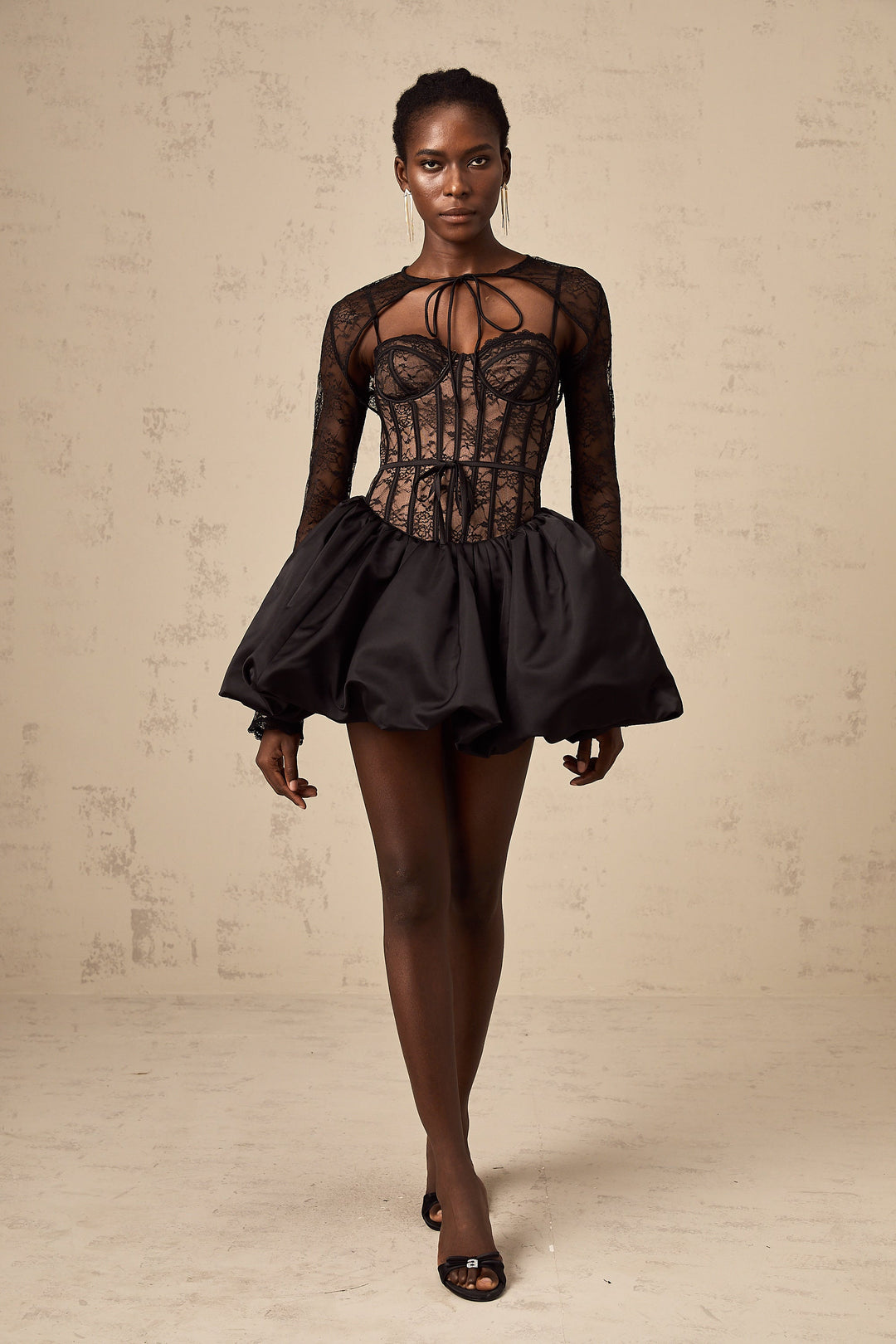 Avellia Noir Bloom Lace Vest & Dress Set