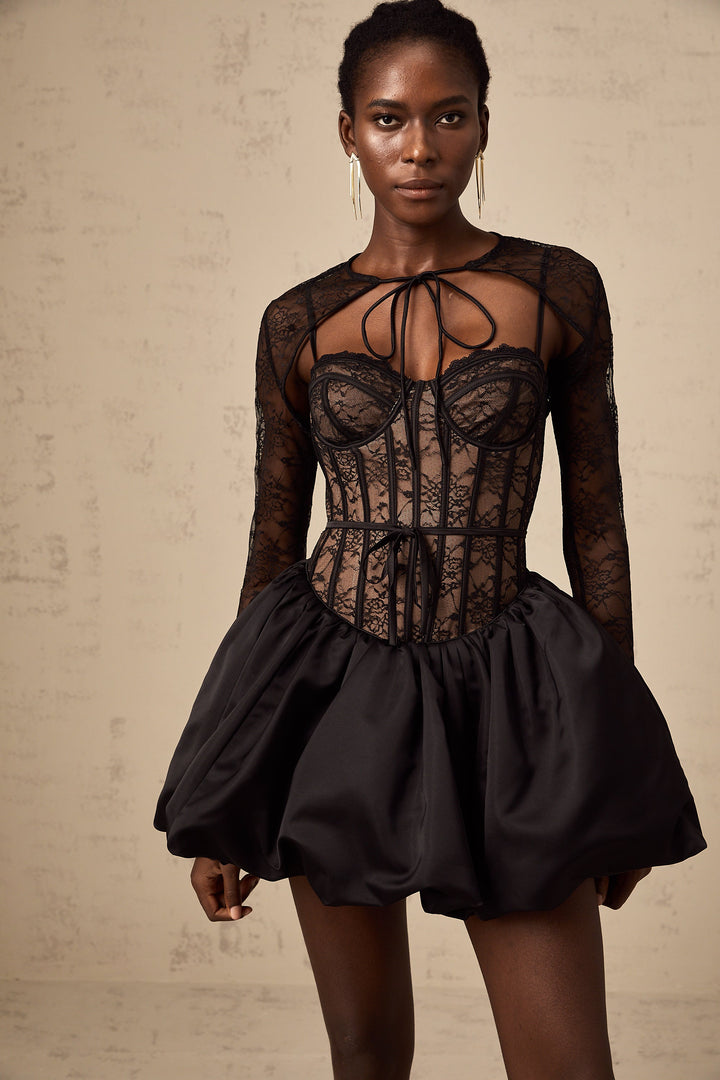 Avellia Noir Bloom Lace Vest & Dress Set
