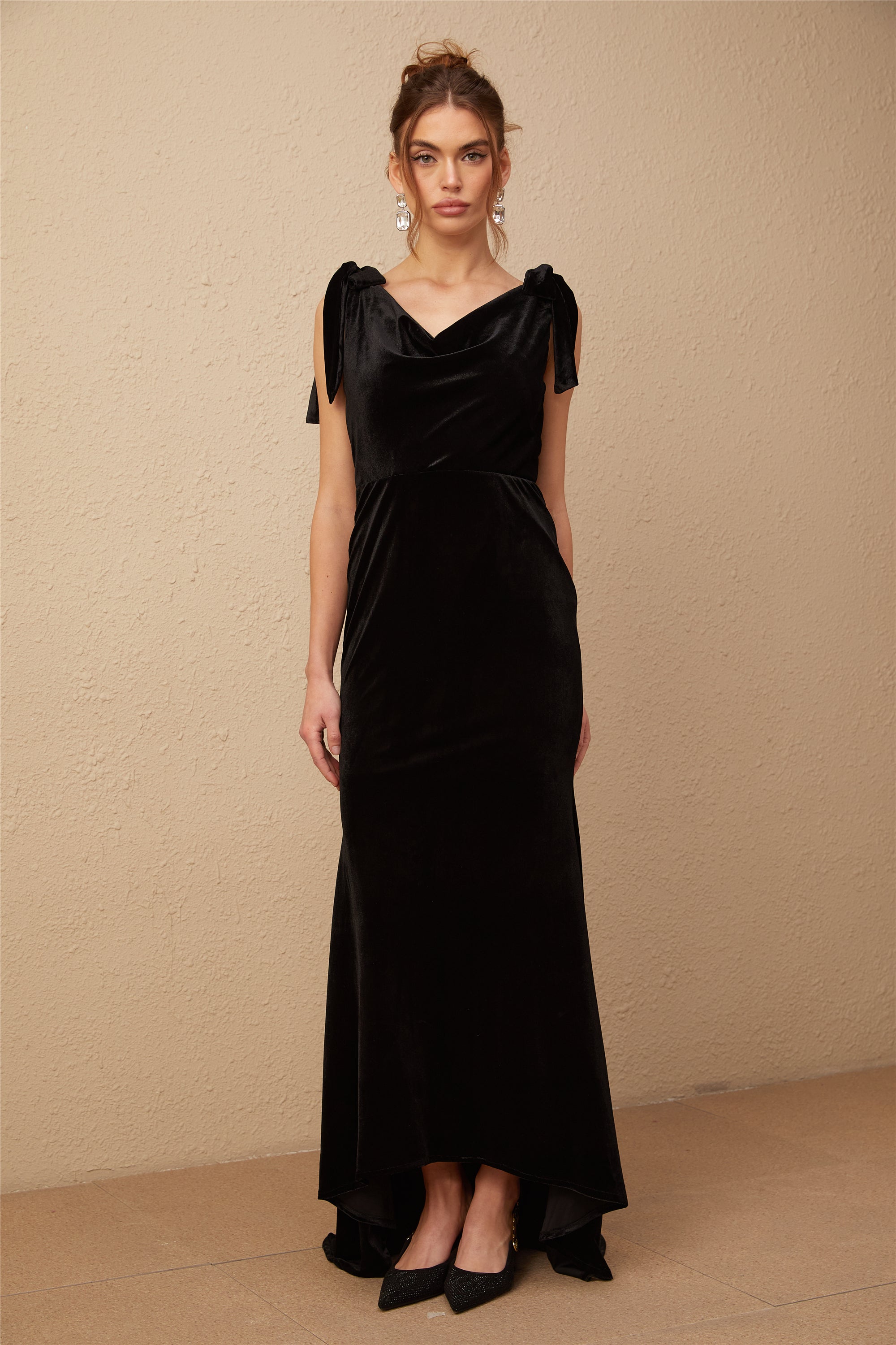 Avellia Luxe Velvet Embellished Maxi Dress
