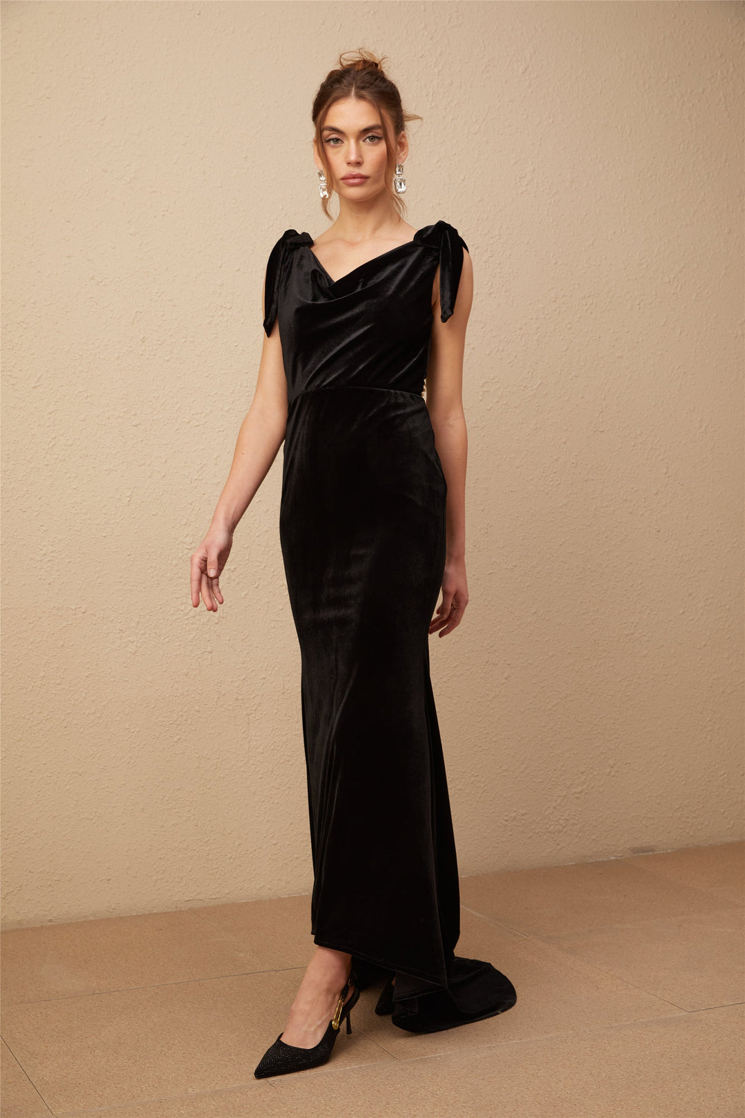 Avellia Luxe Velvet Embellished Maxi Dress