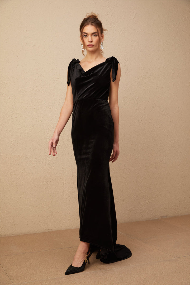 Avellia Luxe Velvet Embellished Maxi Dress