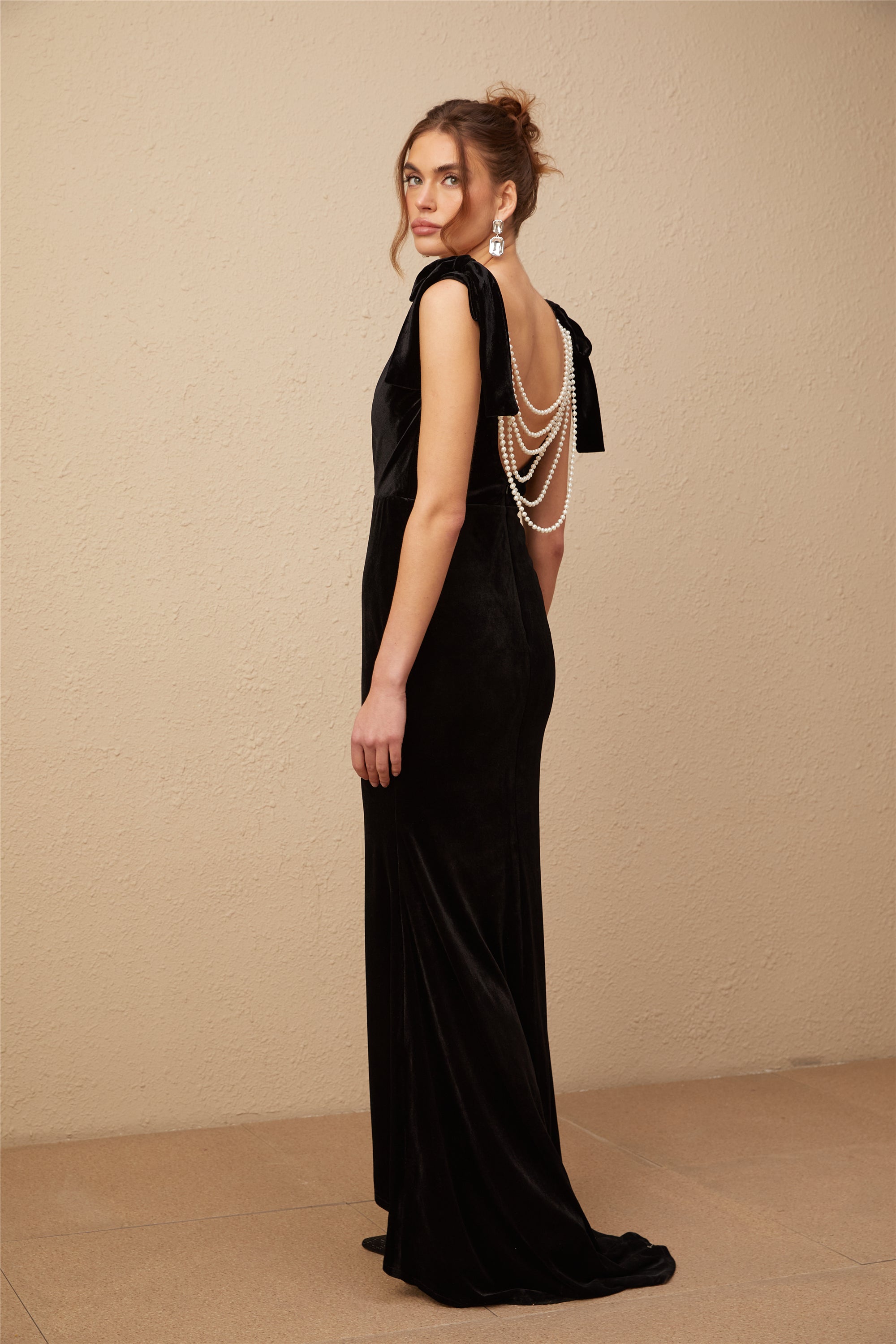Avellia Luxe Velvet Embellished Maxi Dress