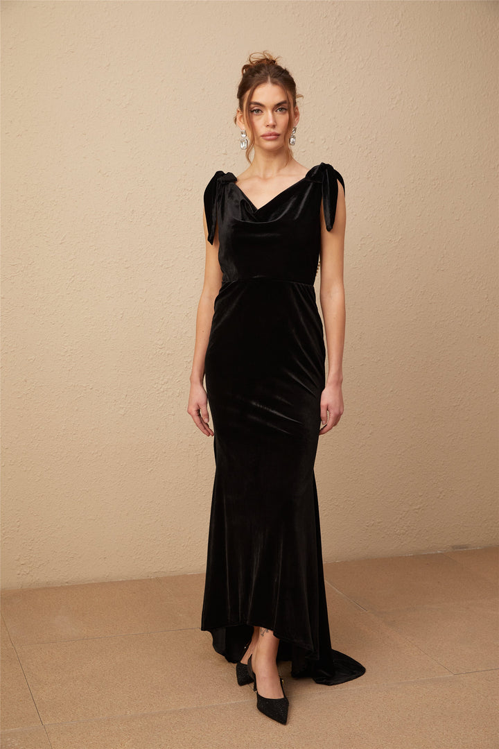 Avellia Luxe Velvet Embellished Maxi Dress