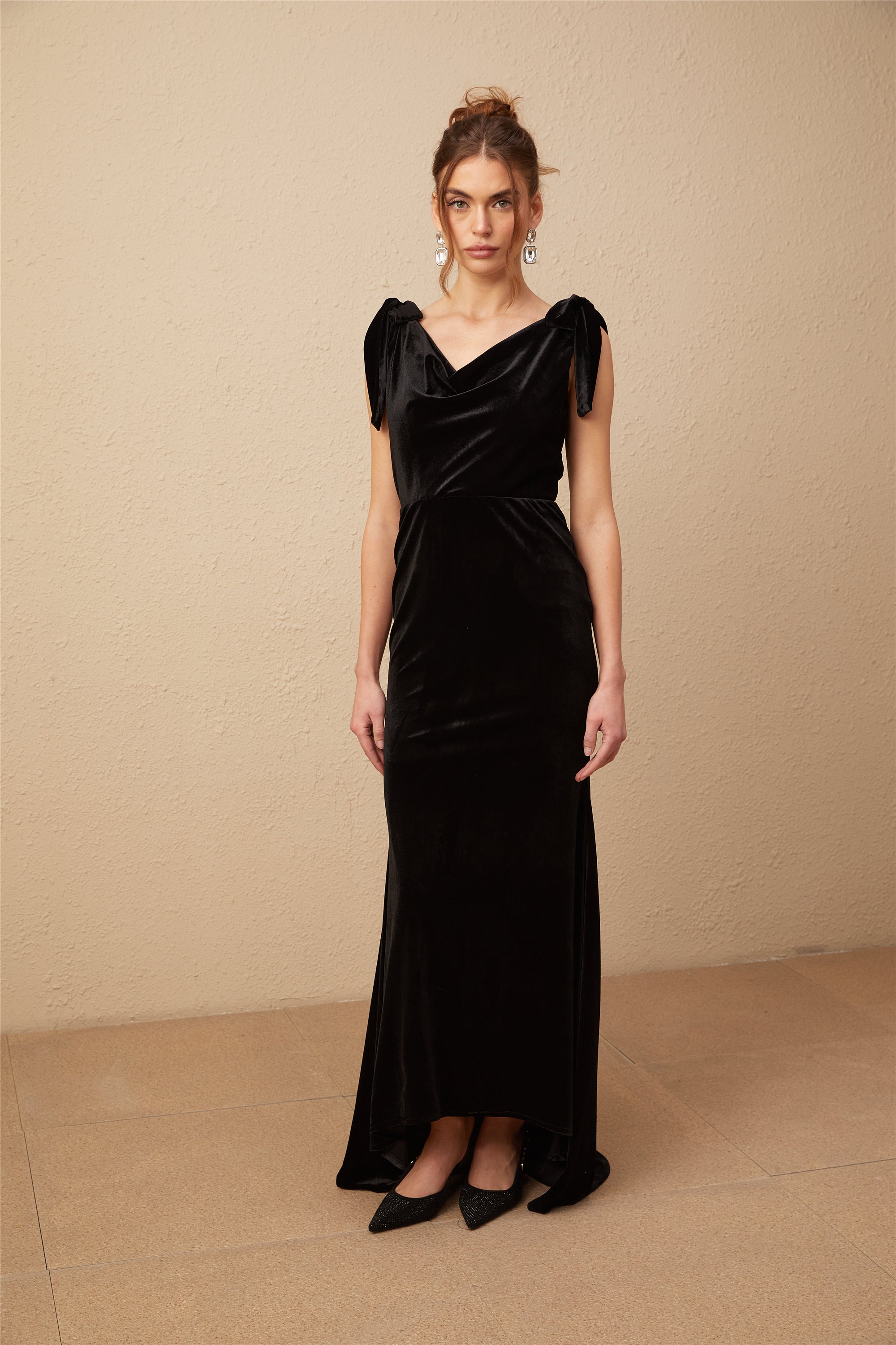 Avellia Luxe Velvet Embellished Maxi Dress