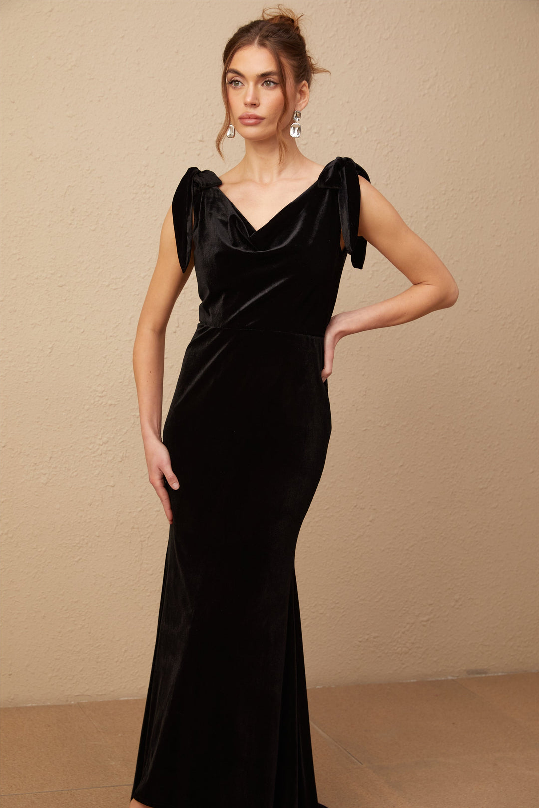 Avellia Luxe Velvet Embellished Maxi Dress