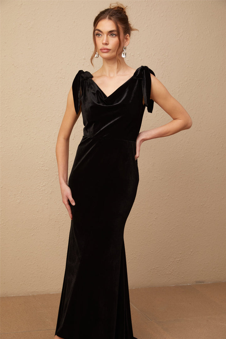 Avellia Luxe Velvet Embellished Maxi Dress