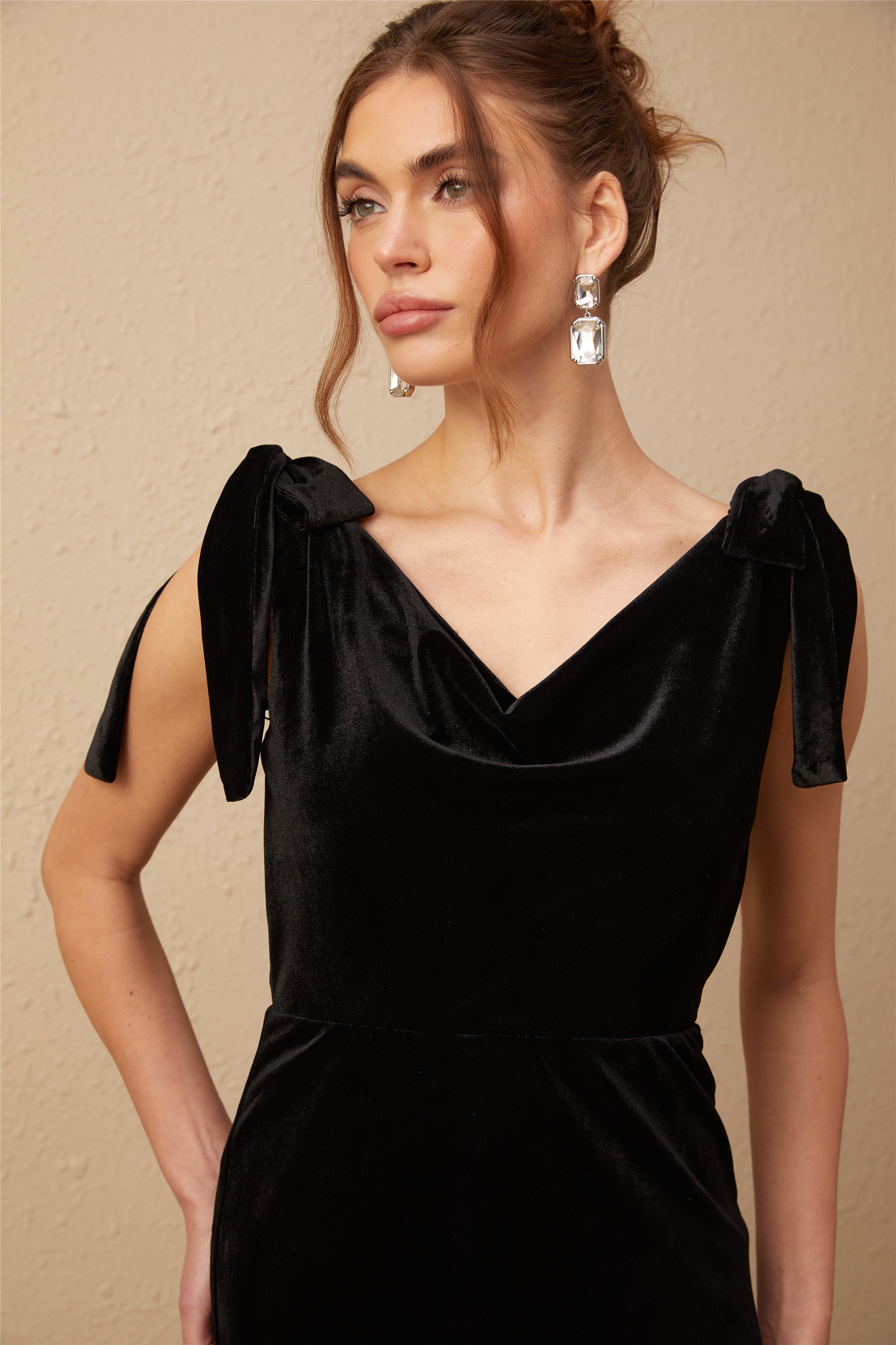 Avellia Luxe Velvet Embellished Maxi Dress