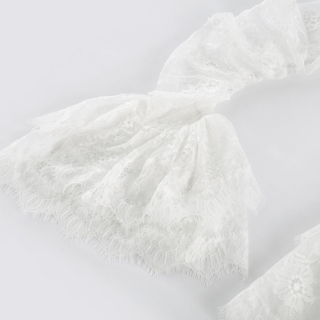 Avellia Elise Semi-Sheer Lace-Trim Mini Dress