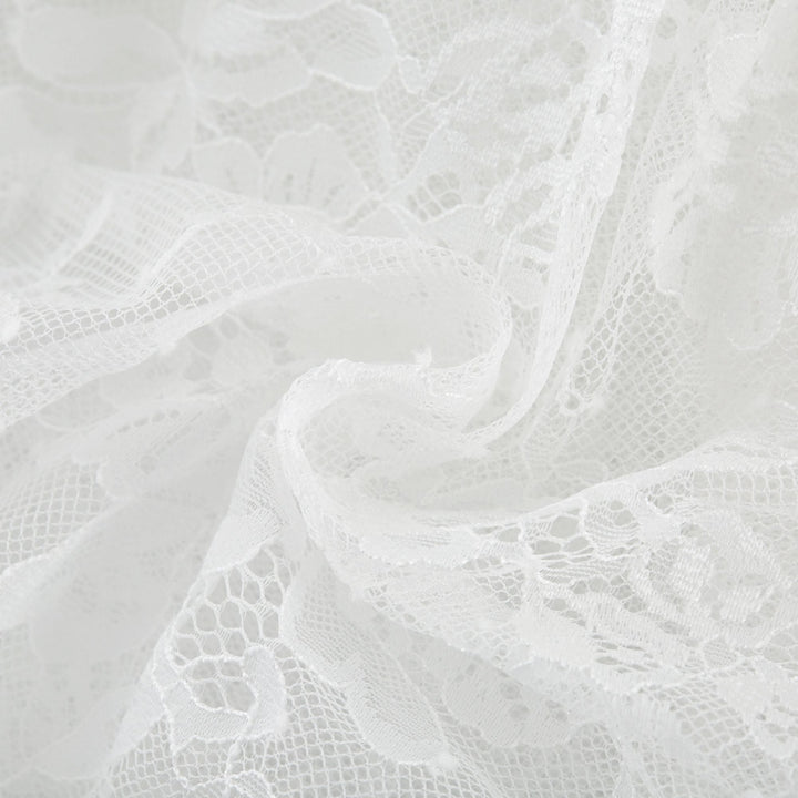 Avellia Elise Semi-Sheer Lace-Trim Mini Dress