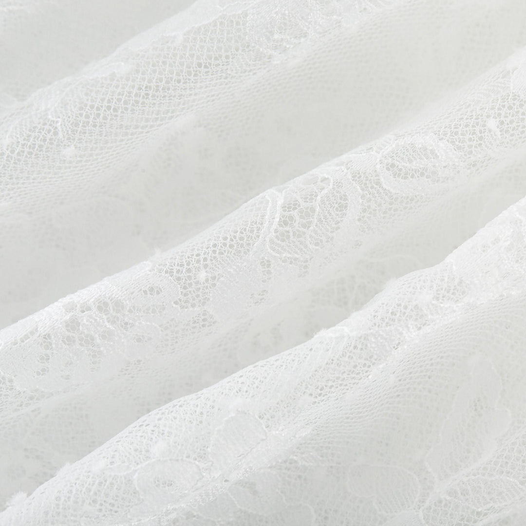 Avellia Elise Semi-Sheer Lace-Trim Mini Dress