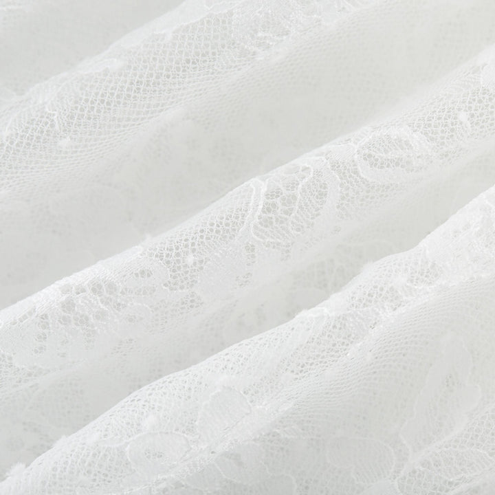 Avellia Elise Semi-Sheer Lace-Trim Mini Dress