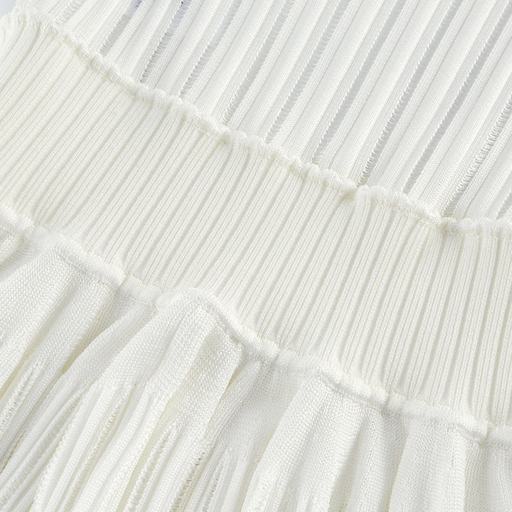 Avellia Lumière White Cut-Out Pleated Mini Dress