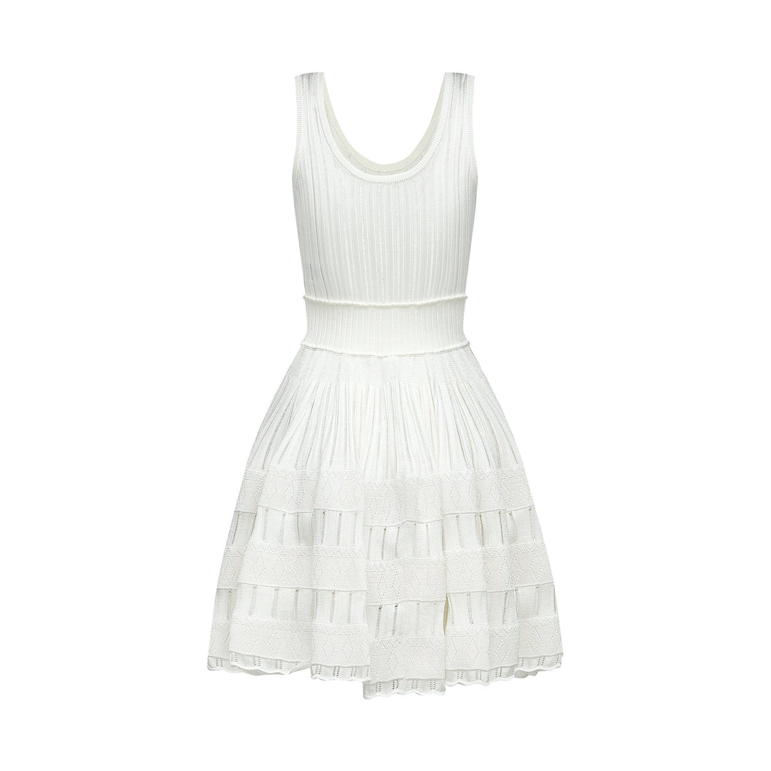 Avellia Lumière White Cut-Out Pleated Mini Dress