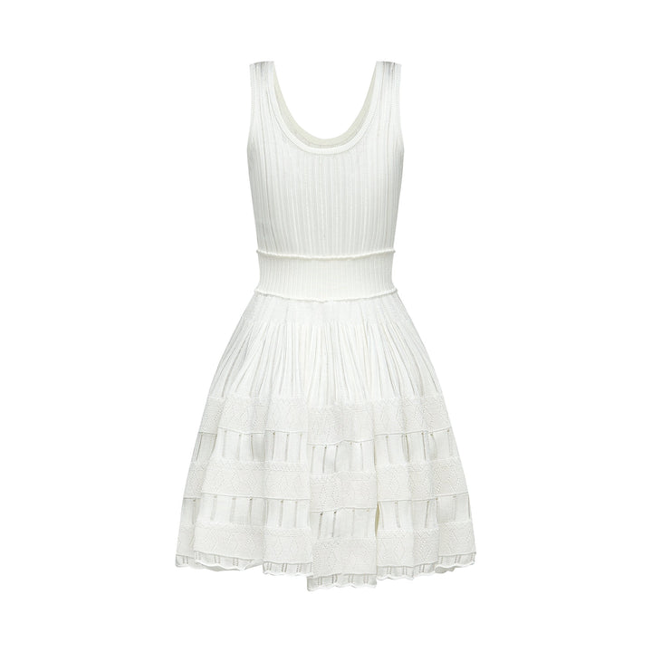 Avellia Lumière White Cut-Out Pleated Mini Dress