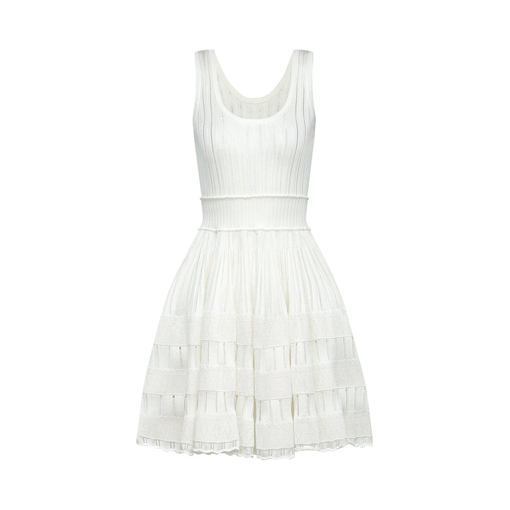 Avellia Lumière White Cut-Out Pleated Mini Dress