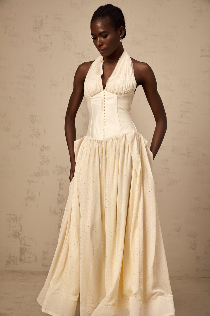 Avellia Charlotte Whisper Tulle Midi Dress