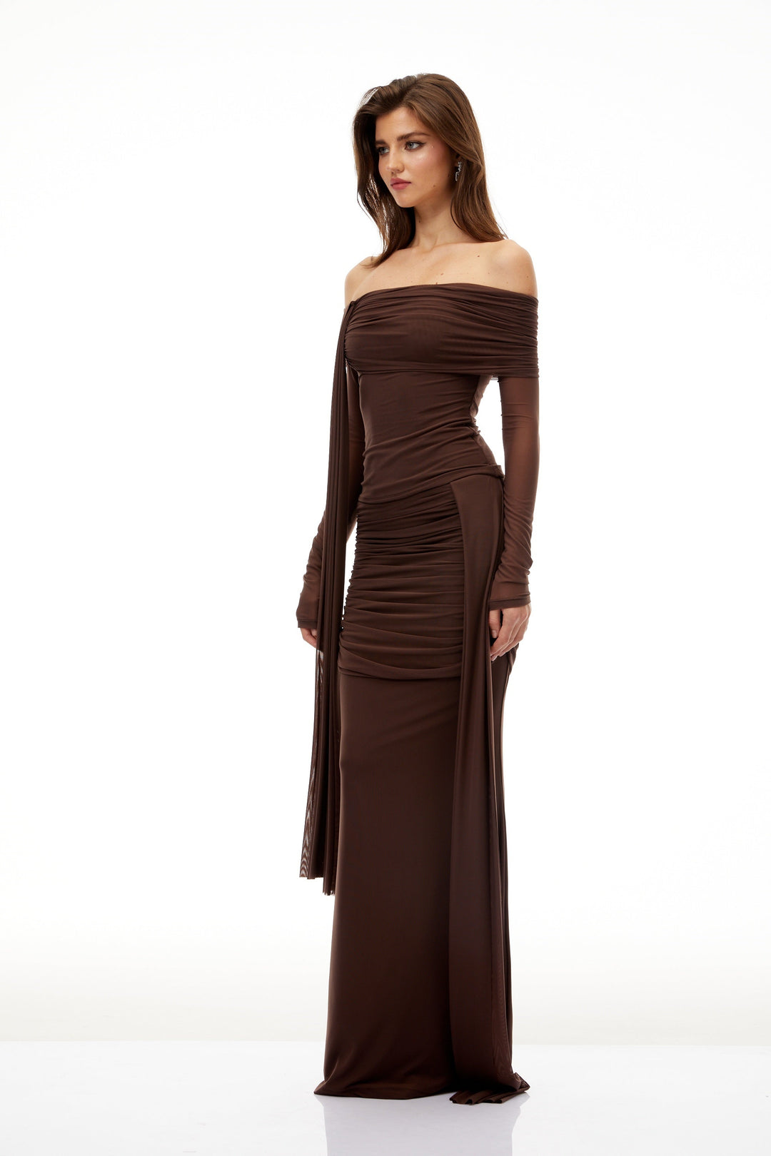 Avellia Siena Brown Ruched Asymmetrical Set