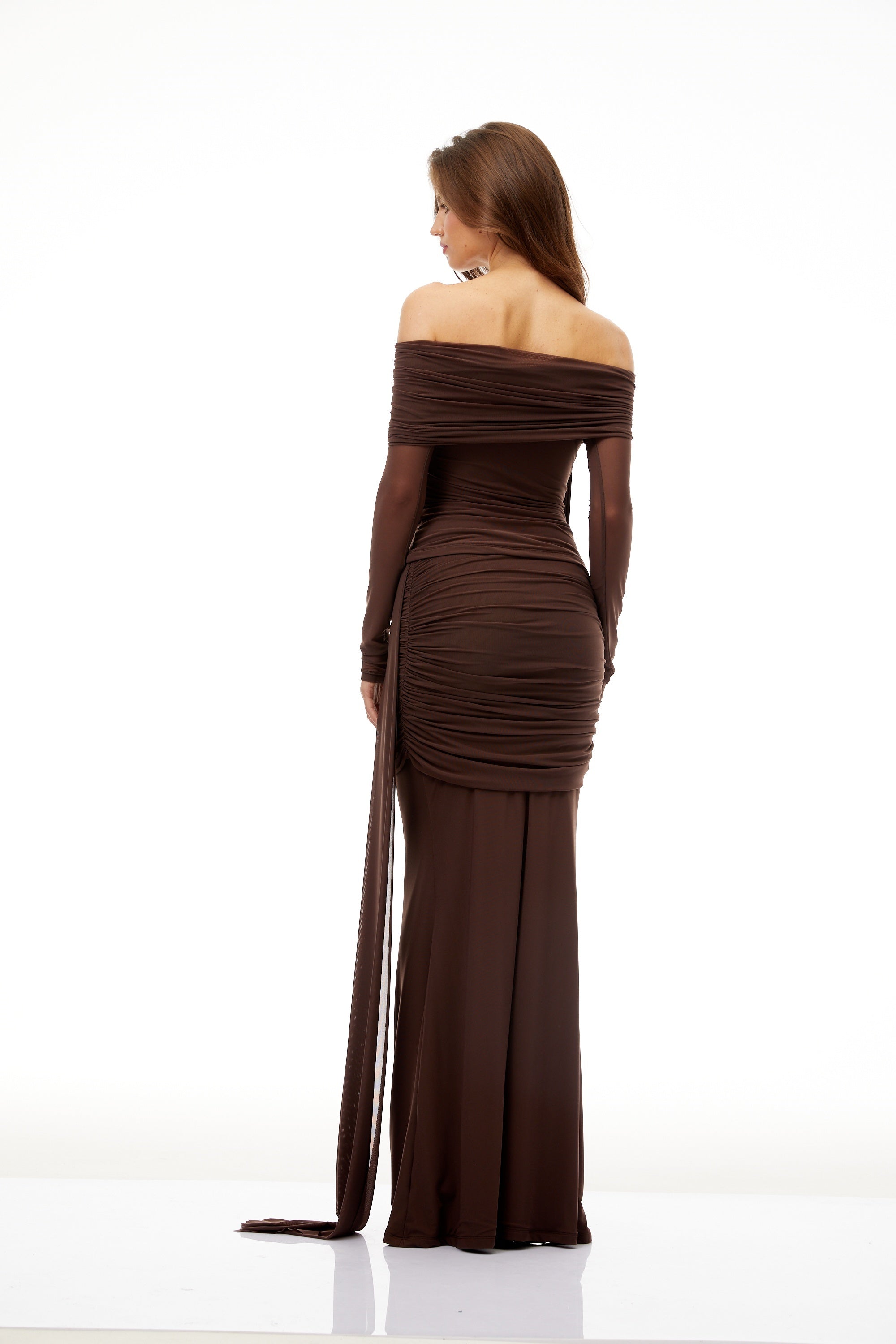 Avellia Siena Brown Ruched Asymmetrical Set