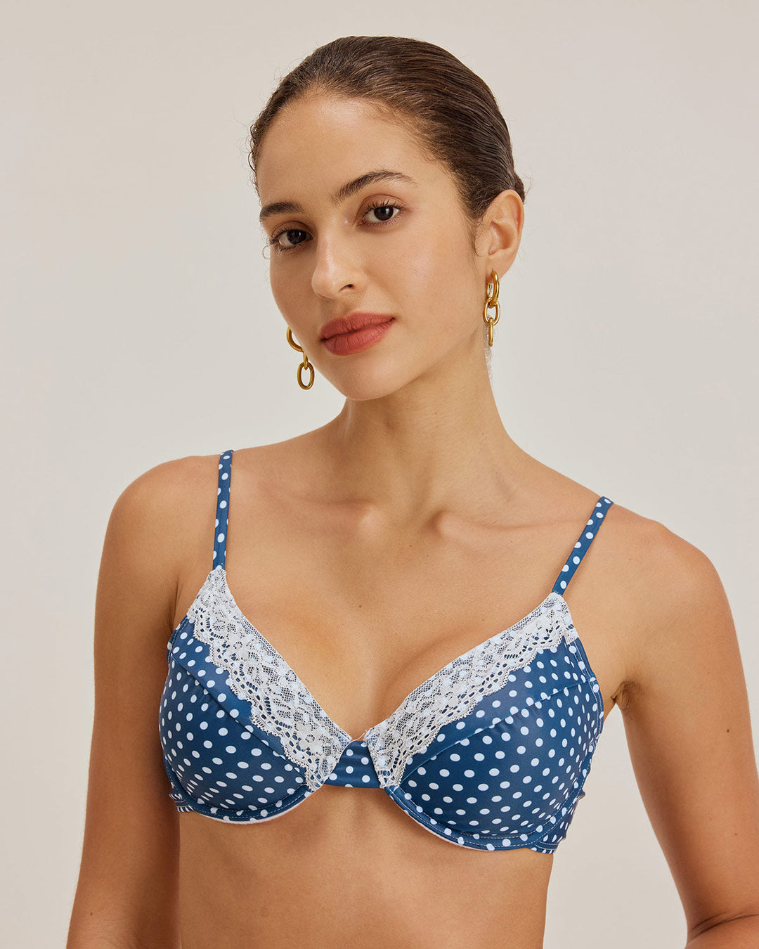 Blue Polka Dot Underwire Bikini Set