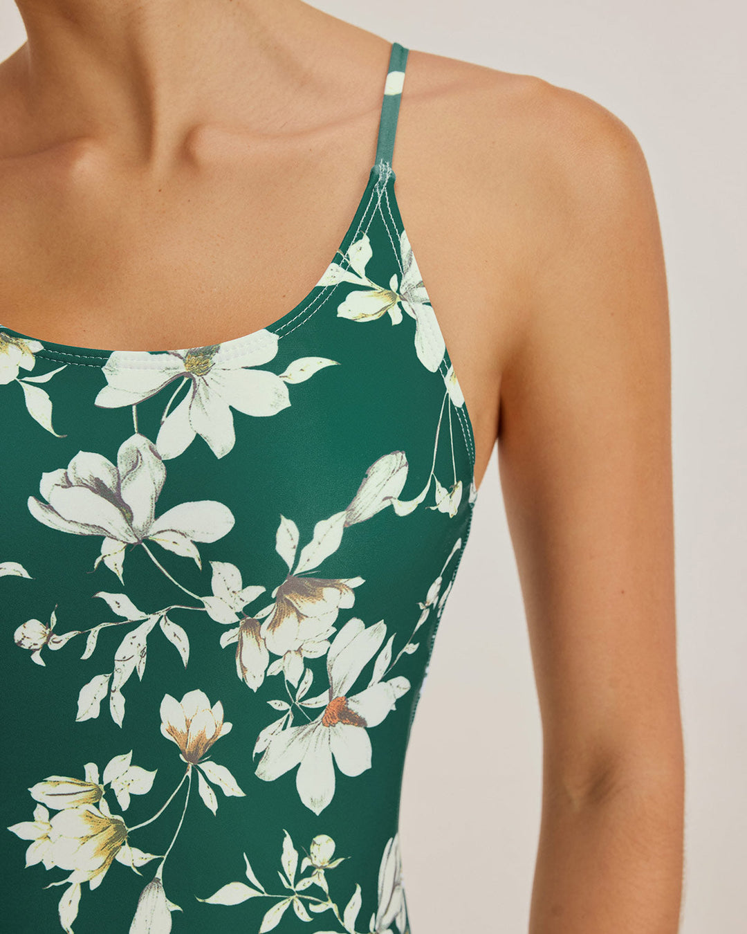 Green Floral Backless One Piece Swimwear