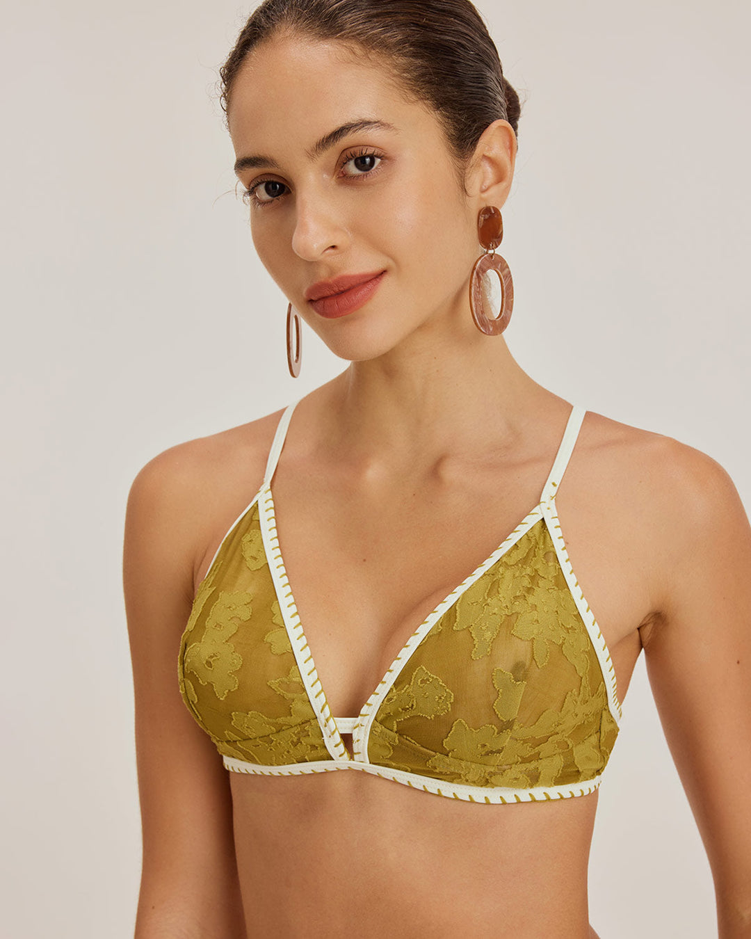 Green Floral Tie-back Triangle Bikini Set