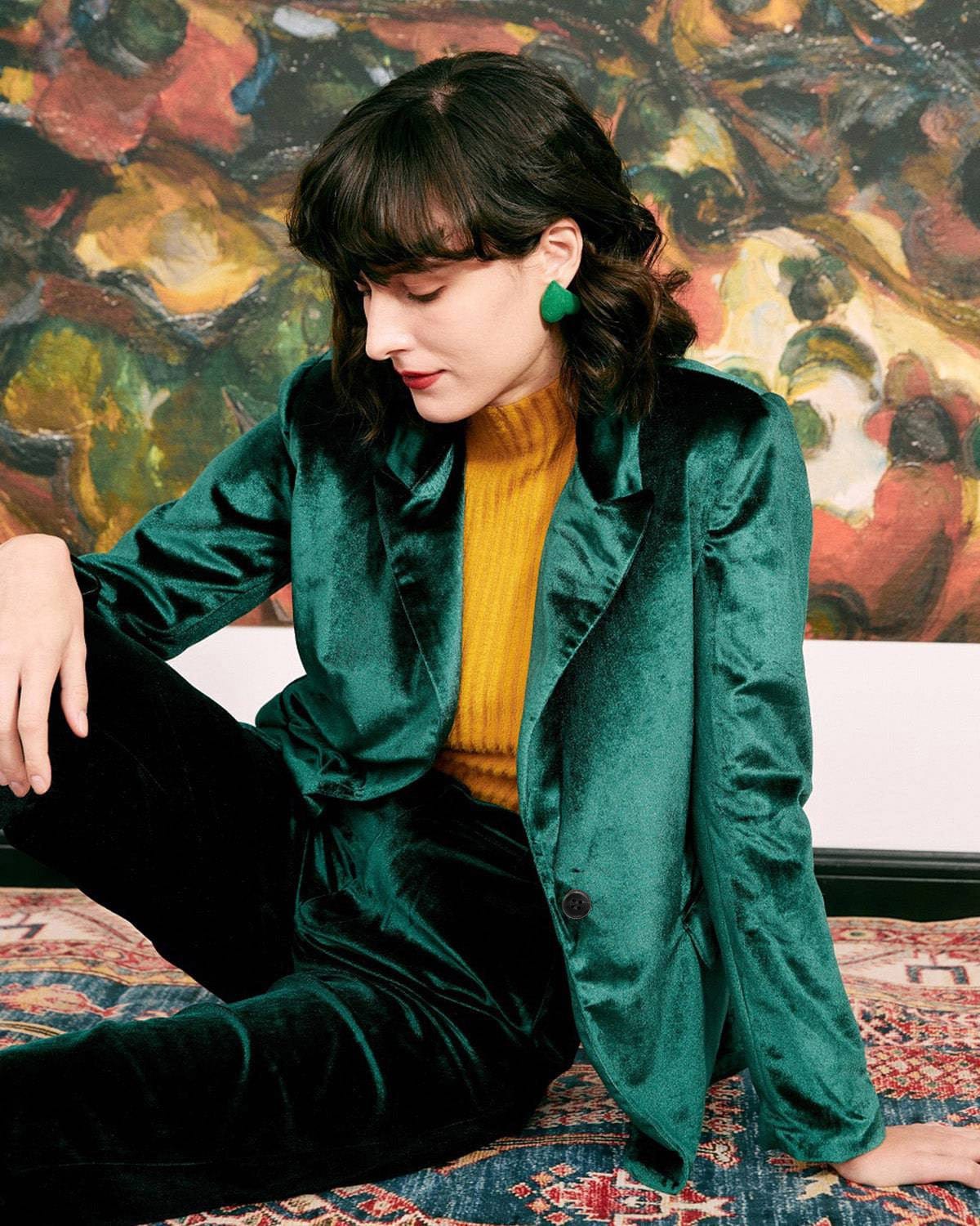 The Celeste Casual One Button Velvet Blazer