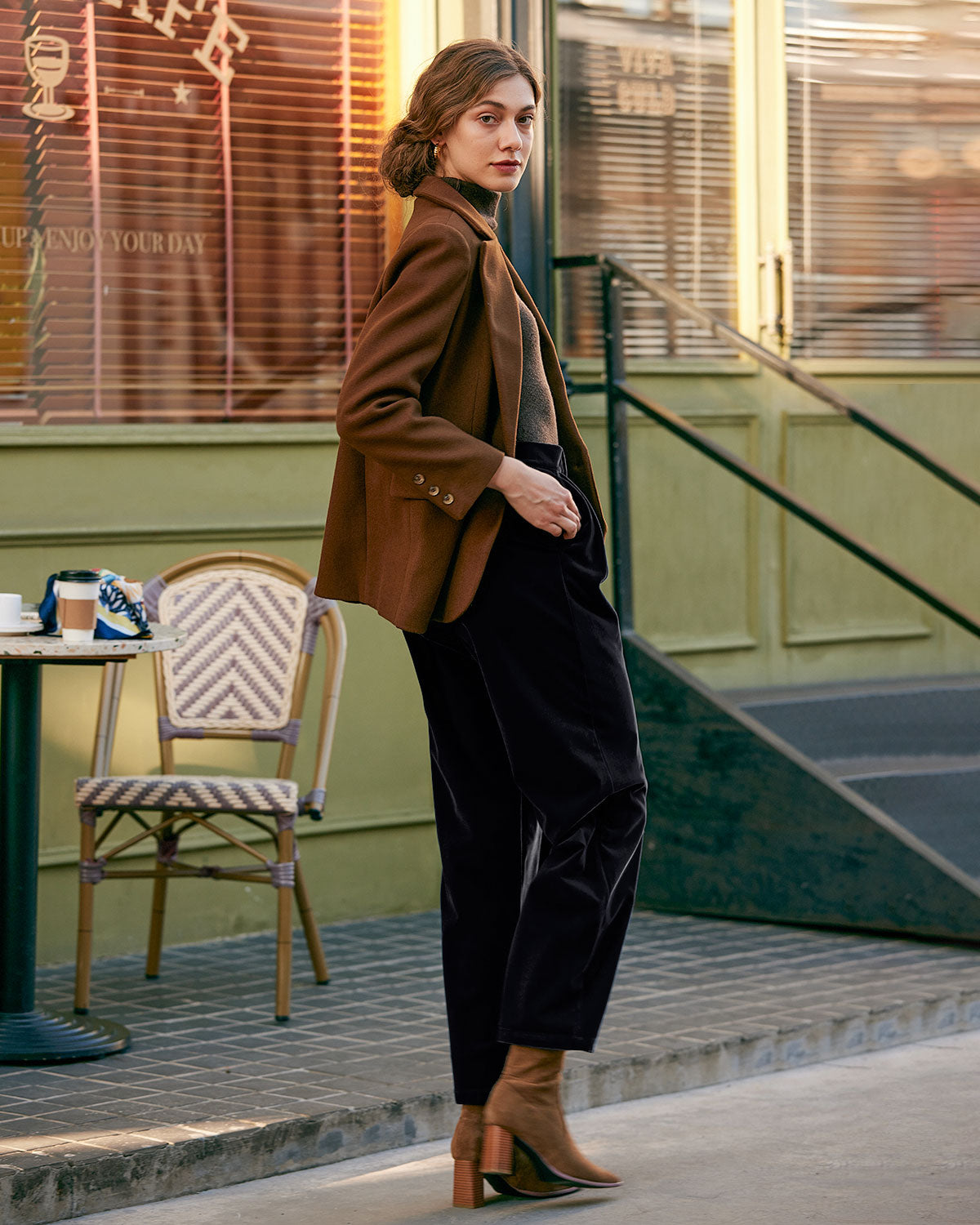 Black High Waisted Pleated Wide Leg Pants