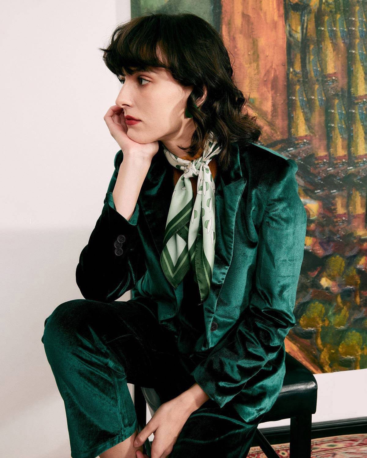 The Celeste Casual One Button Velvet Blazer