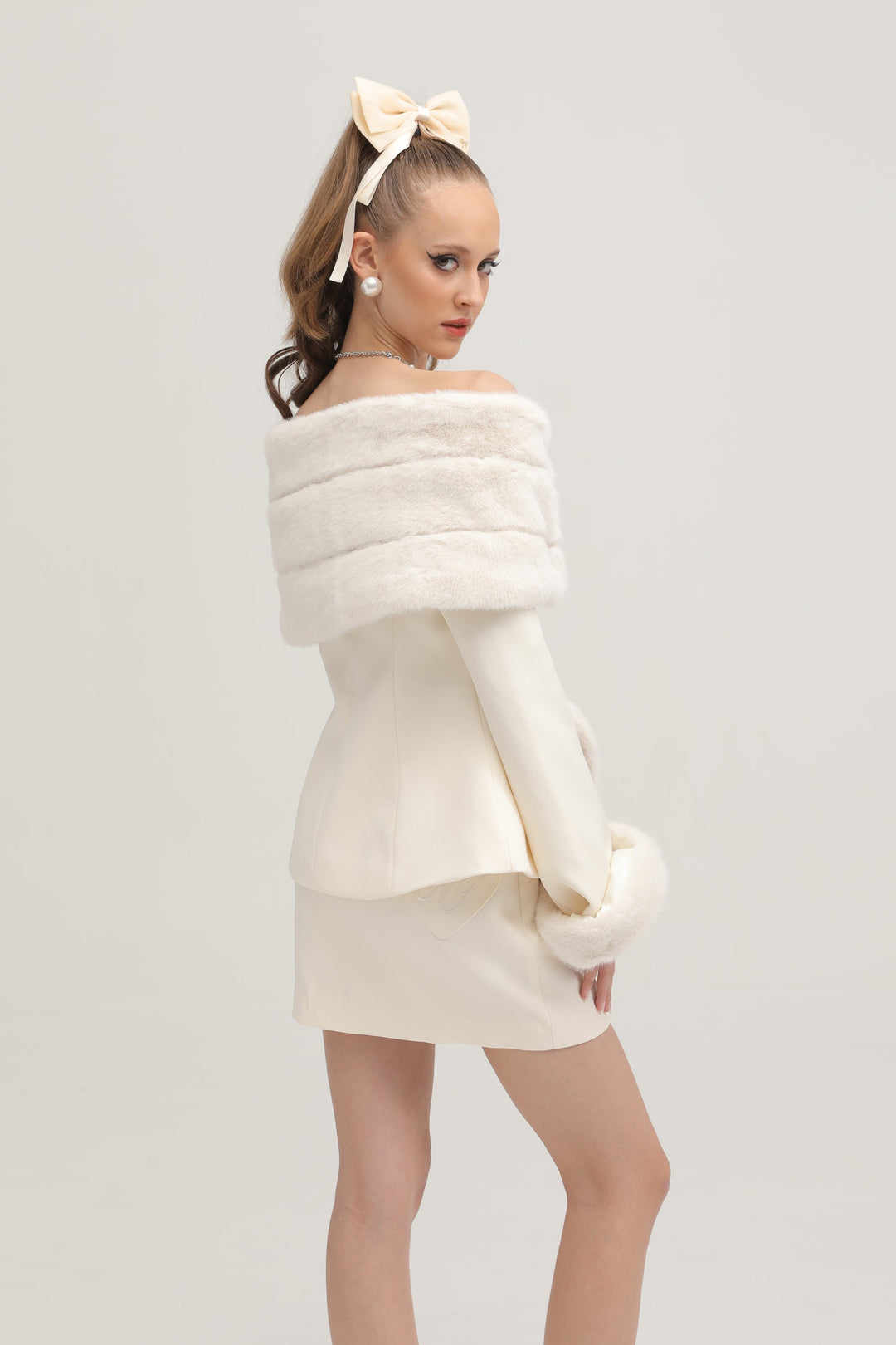 Caitlin Faux-fur Jacket & Skirt Matching Set