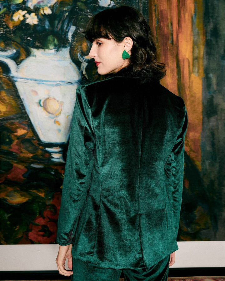 The Celeste Casual One Button Velvet Blazer