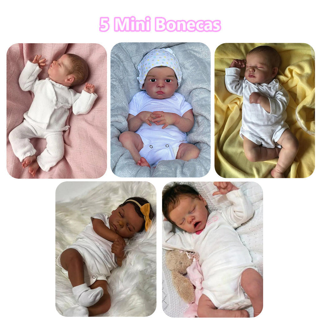 Mini Boneca BebeReborn + 3 Roupinhas