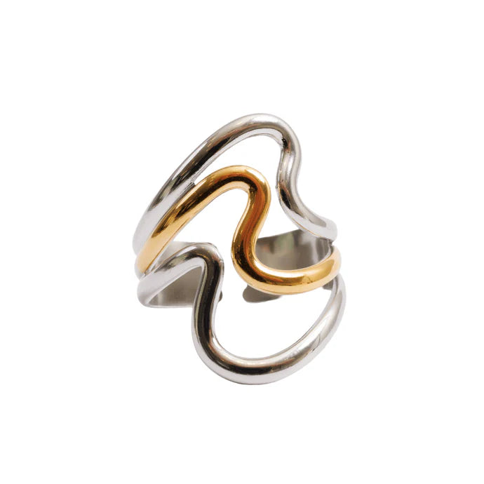 Harmony Dual Adjustable Ring with a Mix of Gold and Silver Plating