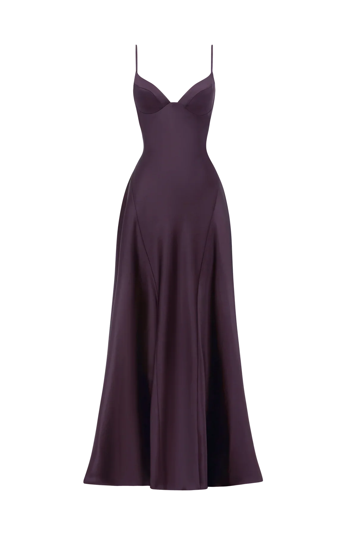 Vestido Longo de Cetim Alças Finas Élodie