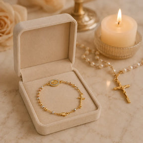 Kit 2 Pulseiras Rosário - Ouro 18k
