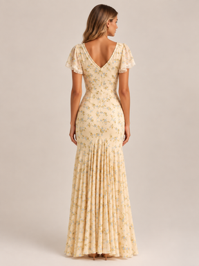 Vestido Longo Floral Manga Princesa Amélie