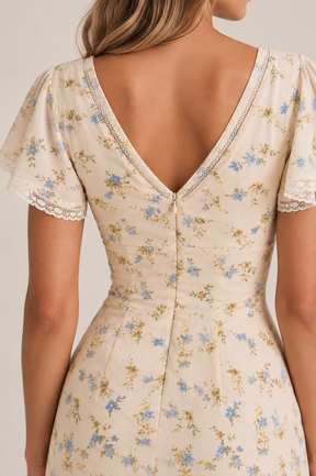 Vestido Longo Floral Manga Princesa Amélie