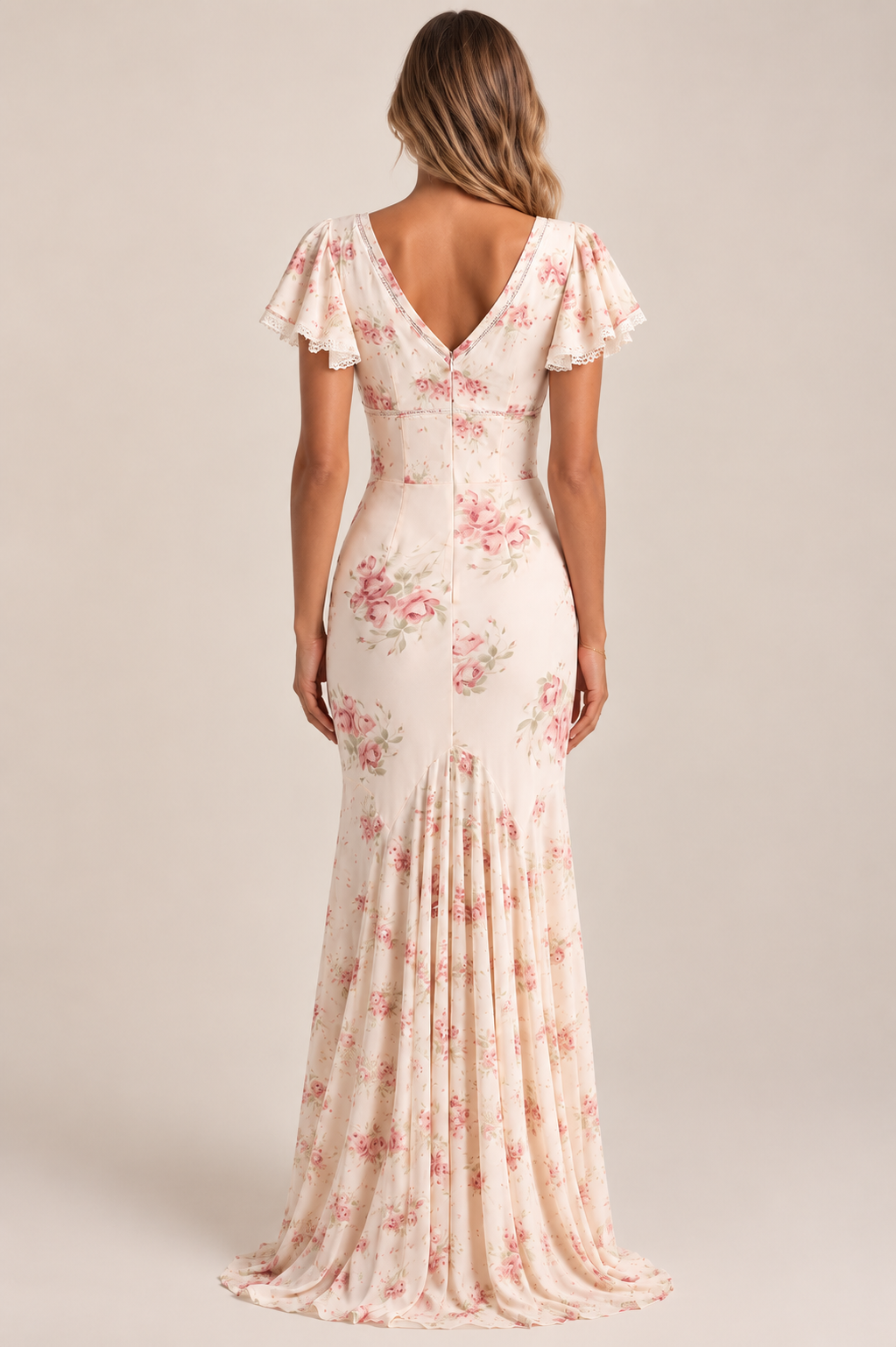 Vestido Longo Floral Manga Princesa Amélie