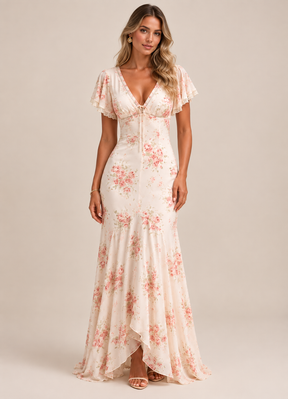 Vestido Longo Floral Manga Princesa Amélie