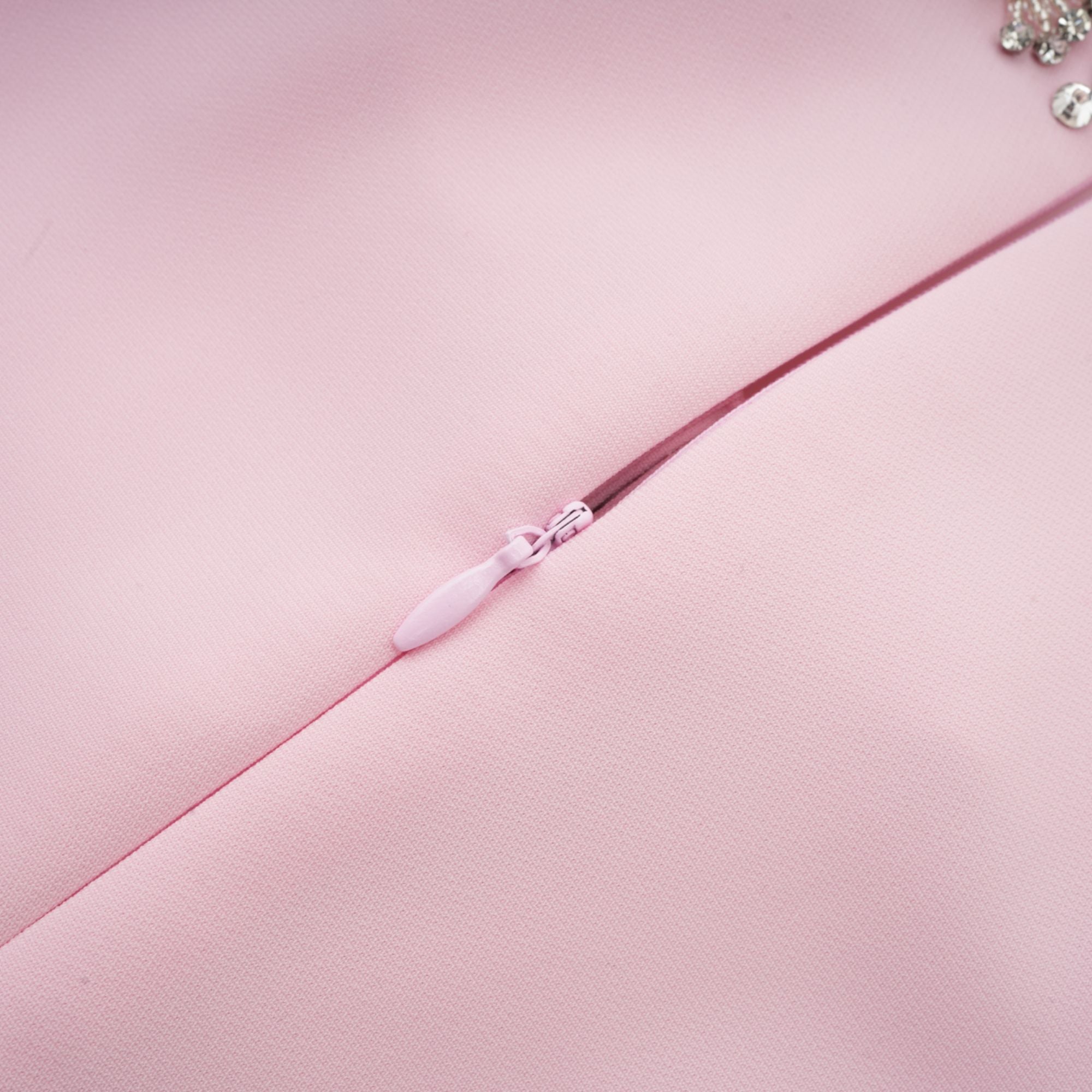 Avellia Cassiopeia Blush Crystal Bow Midi Dress