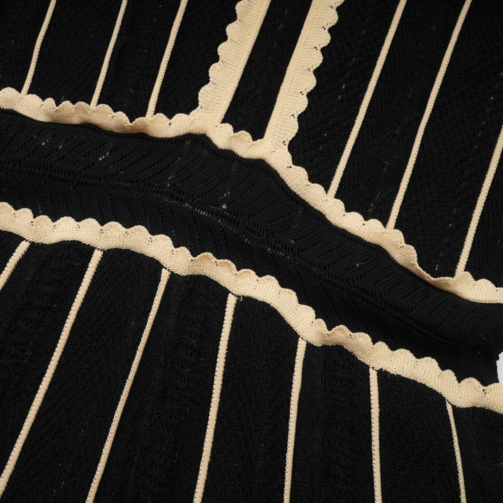 Avellia Maëlys Noir Striped Net Maxi Dress