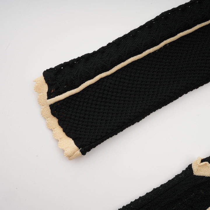 Avellia Maëlys Noir Striped Net Maxi Dress