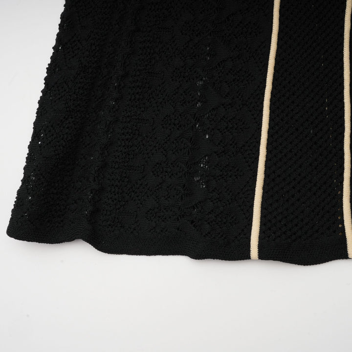 Avellia Maëlys Noir Striped Net Maxi Dress