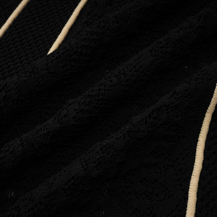 Avellia Maëlys Noir Striped Net Maxi Dress